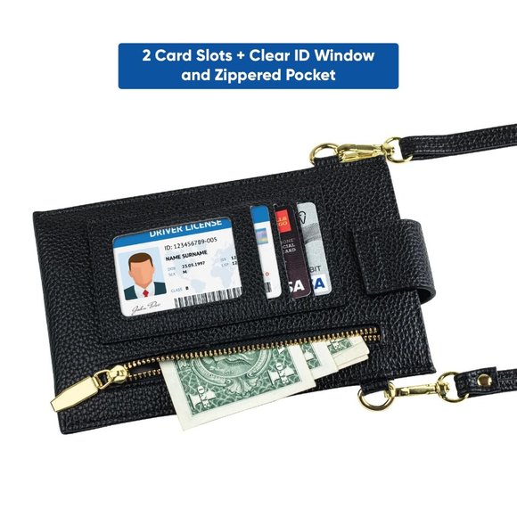 ONN   Universal Crossbody Phone Bag  and Wallet  Case  XXL - Black - Picture 6 of 7